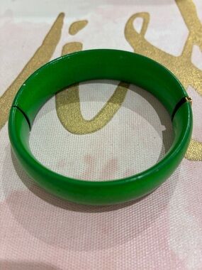 Green Resin Hinged Bangle Bracelet - Women Jewelry